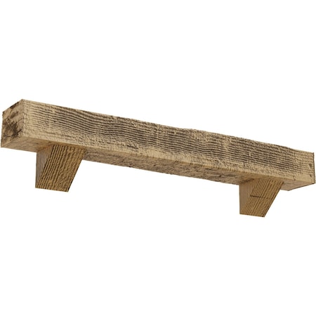 Kit W/ Breckinridge Corbels, NaturaL Pine, 4H X 4D X 60W Rough Sawn Faux Wood Fireplace ManteL